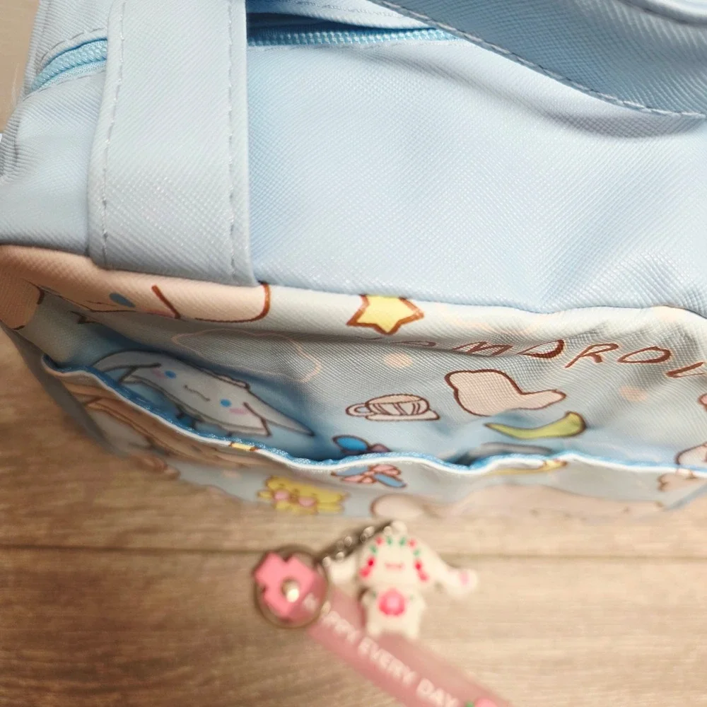 Sanrio Cinnamoroll Insulated Lunch Bag Kawaii Blue Character Tote with Keychain